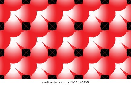 Abstract Red and Black Background with Geometric Stars and Hexagons