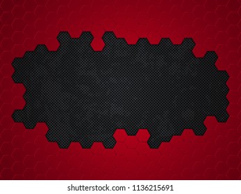 Abstract red and black background with hexagons. Vector illustration