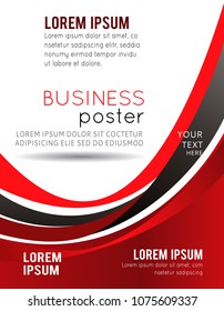 Abstract red and black background with wave - brochure design or flyer