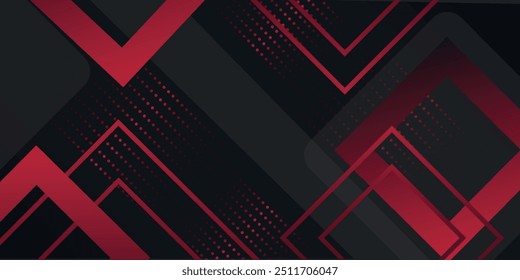 Abstract red and black banner. Background design for brochure, website, flyer. Geometric red black gradient shapes wallpaper.