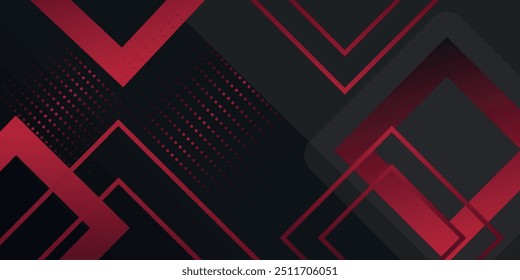 Abstract red and black banner. Background design for brochure, website, flyer. Geometric red black gradient shapes wallpaper.