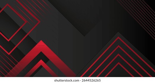 Abstract red and black banner. Background design for brochure, website, flyer. Geometric red black gradient shapes wallpaper for poster, certificate, presentation, landing page