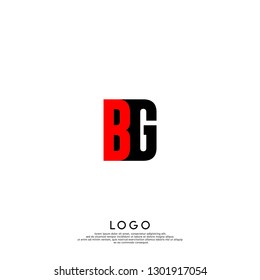 abstract red and black BG logo letters design concept in shadow shape