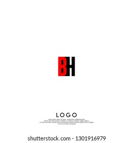 abstract red and black BH logo letters design concept in shadow shape