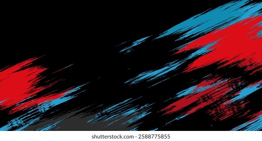 Abstract red, black and blue background with grunge brush strokes . textures for poster and web banner design, perfect for extreme, sportswear, racing