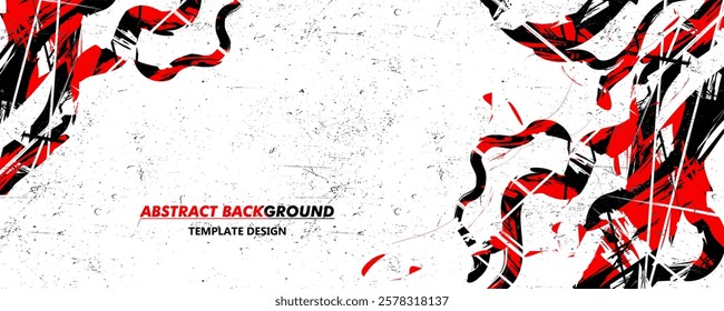 Abstract Red and Black Brush Background with Sportly Style and Grunge Effect. Brush Stroke Illustration Vector, Poster. Scratch Texture Elements For Design Template