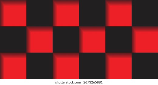 Abstractas fondo de patrón sin fisuras a cuadros rojo y negro. Diseño cuadrado geométrico moderno para uso textil, digital y gráfico. Textura elegante y audaz para proyectos creativos.