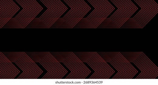 Abstract Red and Black Chevron Lines Background, Vector Illustration.