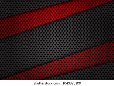 Abstract red black circle mesh overlap design modern futuristic background texture vector illustration.