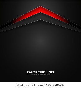 Abstract red and black color gradient contrast tech arrows background. Vector illustration corporate design