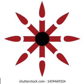 Abstract red and black colored vector 8 pointed chaos sun star symbol icon sign logo