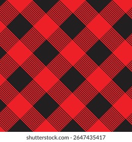 abstrato vermelho e preto cor Lumberjack xadrez padrão sem costura, Checkered tweed repetindo papel de parede. fio de tecido e design de amostra têxtil.