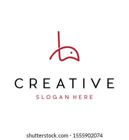 abstract red & black colour mouse style L logo design template