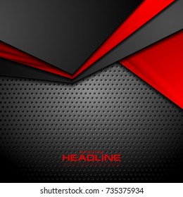 Abstract red and black contrast technical corporate background. Vector perforated design