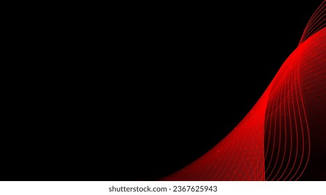 Abstract red and black design background with minimal round wave shape and shining glitter, copy space gradient background concept.