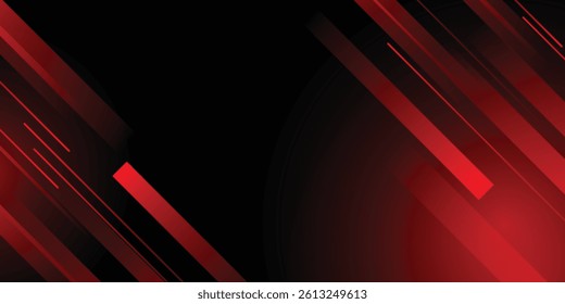 Abstract red and black design background with stroke and shadow effect. Red gradient wallpaper with minimal geometric. Modern and cool background.