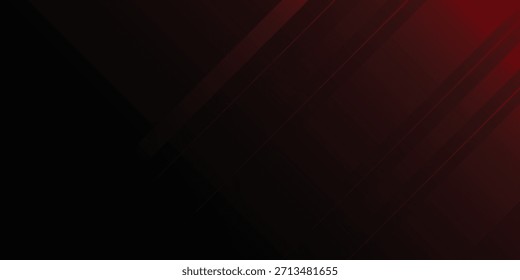 Abstractas fondo de diseño rojo y negro con efecto de trazo y sombra. Fondo de pantalla degradado rojo con geometría mínima. Ilustración vectorial eps10