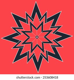 Abstract red and black flower star symbol 