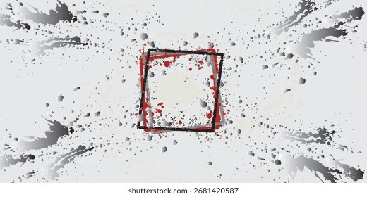 Diseño Abstractas de salpicadura de tinta enmarcada roja y negra