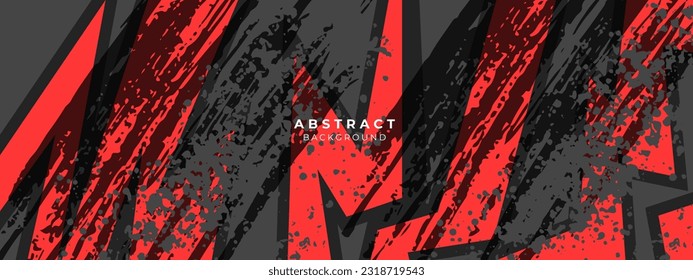Resumen de fondo negro rojo de juegos en estilo futurista. Diseño de pancarta amplia