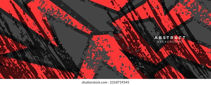 Resumen de fondo negro rojo de juegos en estilo futurista. Diseño de pancarta amplia