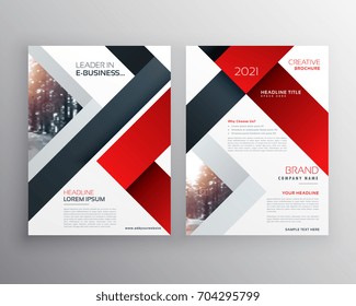 abstract red black geometric brochure design template