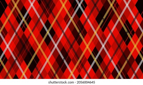 Abstract red and black geometric plaid pattern background. Simple diamond shape texture creative design with diagonal line stripes decoration. Suit for printing, wallpaper, fabric, backdrop