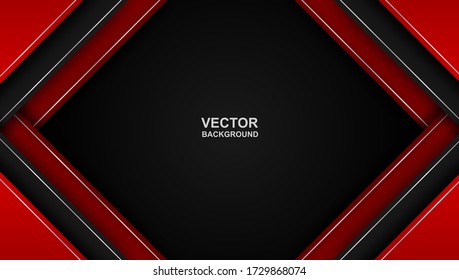 Resumen. rojo - fondo de forma de solapamiento geométrico de gradiente negro. vector.