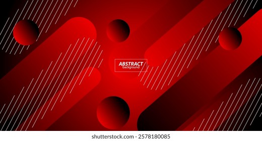 Abstract red and black gradient illustration background with simple red rectangle pattern and circles with 3D look. Dynamic background design. Vector Eps10