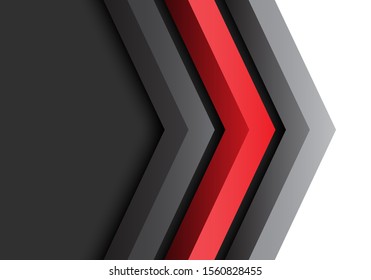 Abstract red black grey arrow 3D direction with blank space design modern futuristic background vector illustration.