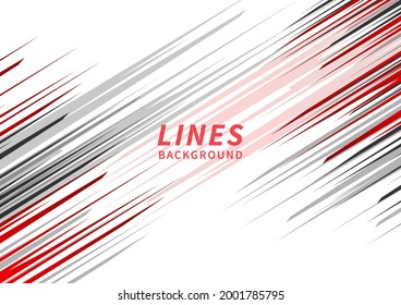 Abstrakte rote, schwarz-graue Streifen Linien diagonal auf weißem Hintergrund. Sie können für Werbung, Poster, Vorlage, Geschäftspräsentation. Vektorgrafik