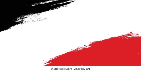 Abstract red and black grunge texture border on white horizontal background with copy space. Vector illustration