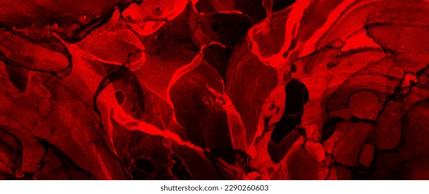 Abstract red black grunge vector background with bright colors splashes for cover design, poster, cover, banner, flyer and cards. Multicolor futuristic texture illustration. Flowing vape effect.