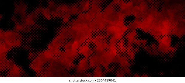 Resumen de fondo vectorial de grunge negro rojo con efecto de medio tono para diseño de portada, afiche, cubierta, banner, volante y tarjetas. Ilustración de textura futurista brillante.