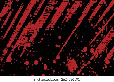 Abstract red and black grunge vector background. Features dynamic distressed stripes, paint splatters, and textured details. Edgy, high-contrast design for energetic or industrial-themed projects.