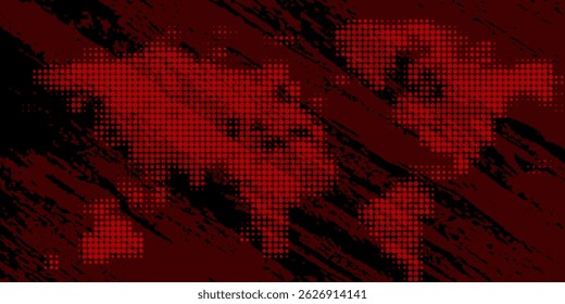 Abstract red black grunge vector background with halftone effect for cover design, poster, cover, banner, flyer and cards. Bright futuristic texture illustration.
