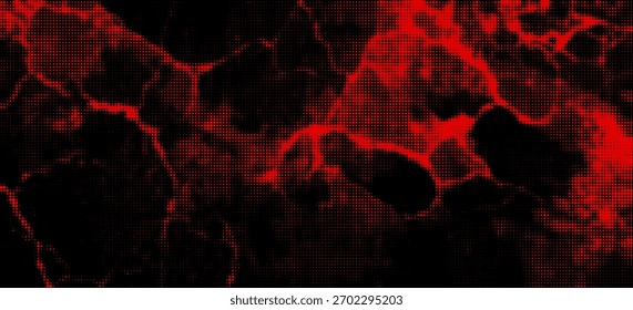 Abstrakter roter schwarzer farbiger Vektorhintergrund mit Halbtoneffekt für Cover-Design, Poster, Cover, Banner, Flyer und Karten. Helle futuristische Textur-Illustration.