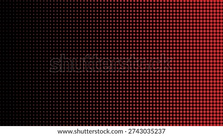 Abstract Red and Black Halftone Gradient Background. Small to big circle dots.