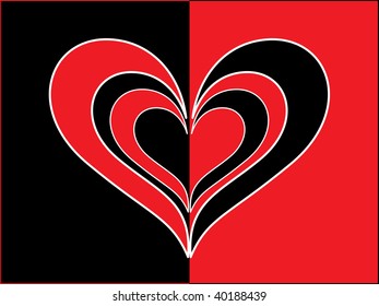 abstract red black heart shape illustration
