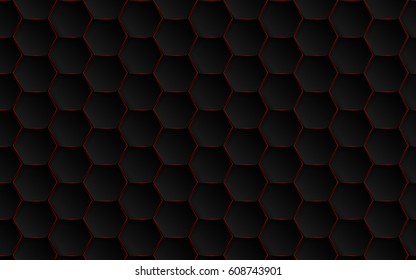 Abstract red and black hexagon background 