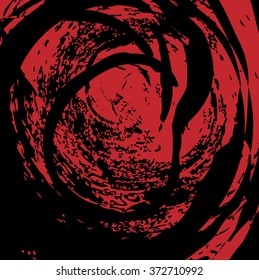 abstract red and black ink grunge border frame background, vector illustration design element
