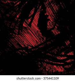 abstract red and black ink grunge border frame background, vector illustration design element