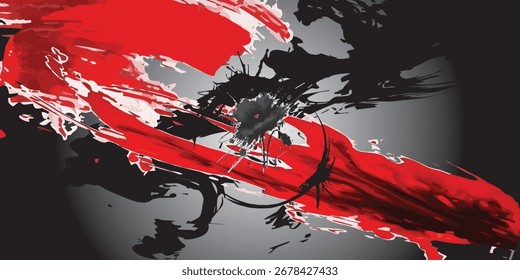 Diseño Abstractas de salpicaduras de tinta roja y negra con Dynamic Brushstr