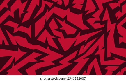 Abstractas patrón geométrico irregular rojo y negro con Formas angulares y nítidas que crean un efecto visual dinámico y audaz.