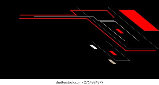 Abstract red black light lines circuit grey geometric on blank space design modern futuristic technology creative background vector illustration.