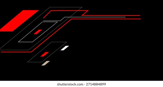 Abstract red black light lines circuit grey geometric on blank space design modern futuristic technology creative background vector