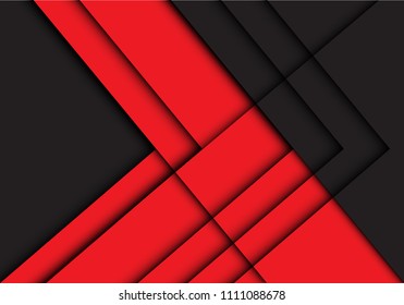 Abstract red black line arrow shadow direction design modern futuristic background vector illustration.