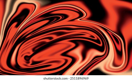Fundo de forma líquida vermelho e preto abstrato. Ilustração vetorial. Liquify Swirl Red Color Art Abstract Pattern Textura de mármore vermelho e fundo para design.	