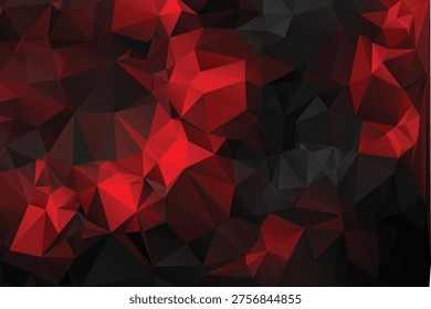 Abstract Red and Black Low Poly Geometric Polygonal Background