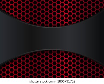 Resumen de fondo de metal rojo y negro con hexágonos. Ilustración del vector